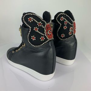Manoush Black Jeweled Platform Sneakers, FR 41
